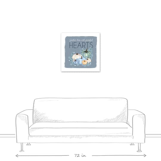 Gather Hearts Blue Mood Pumpkins Canvas Wall Art